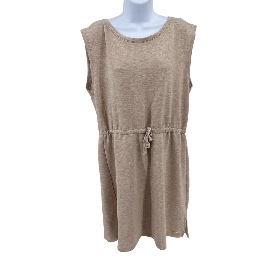 Calvin Klein TShirt Dress WMNS L Tan Sleeveless Soft Stretch Neutral Minimalist